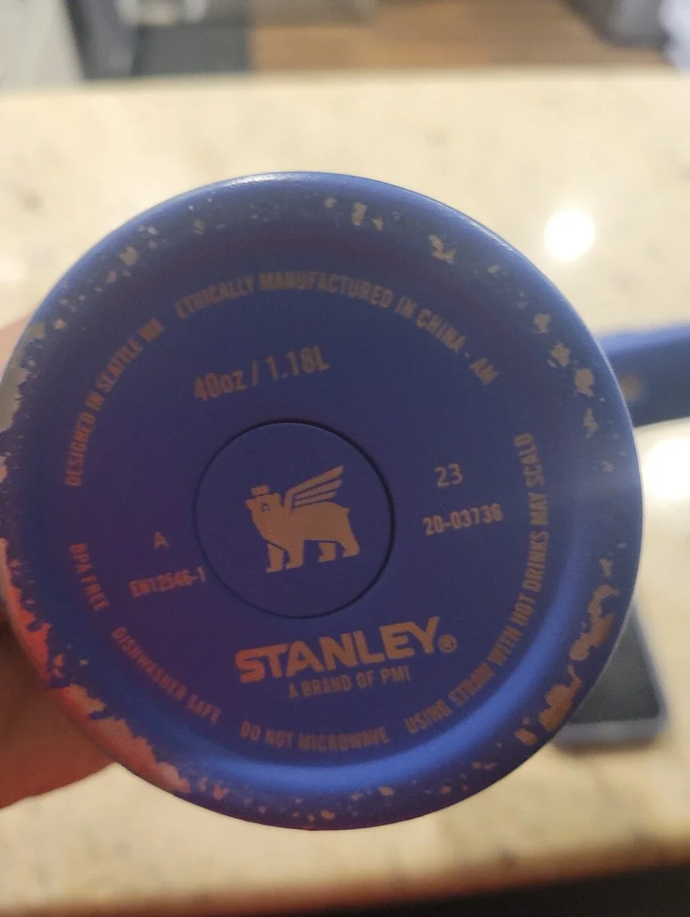 Stanley Travel Tumbler with Handle - Blue and White - Picture 3 of 3